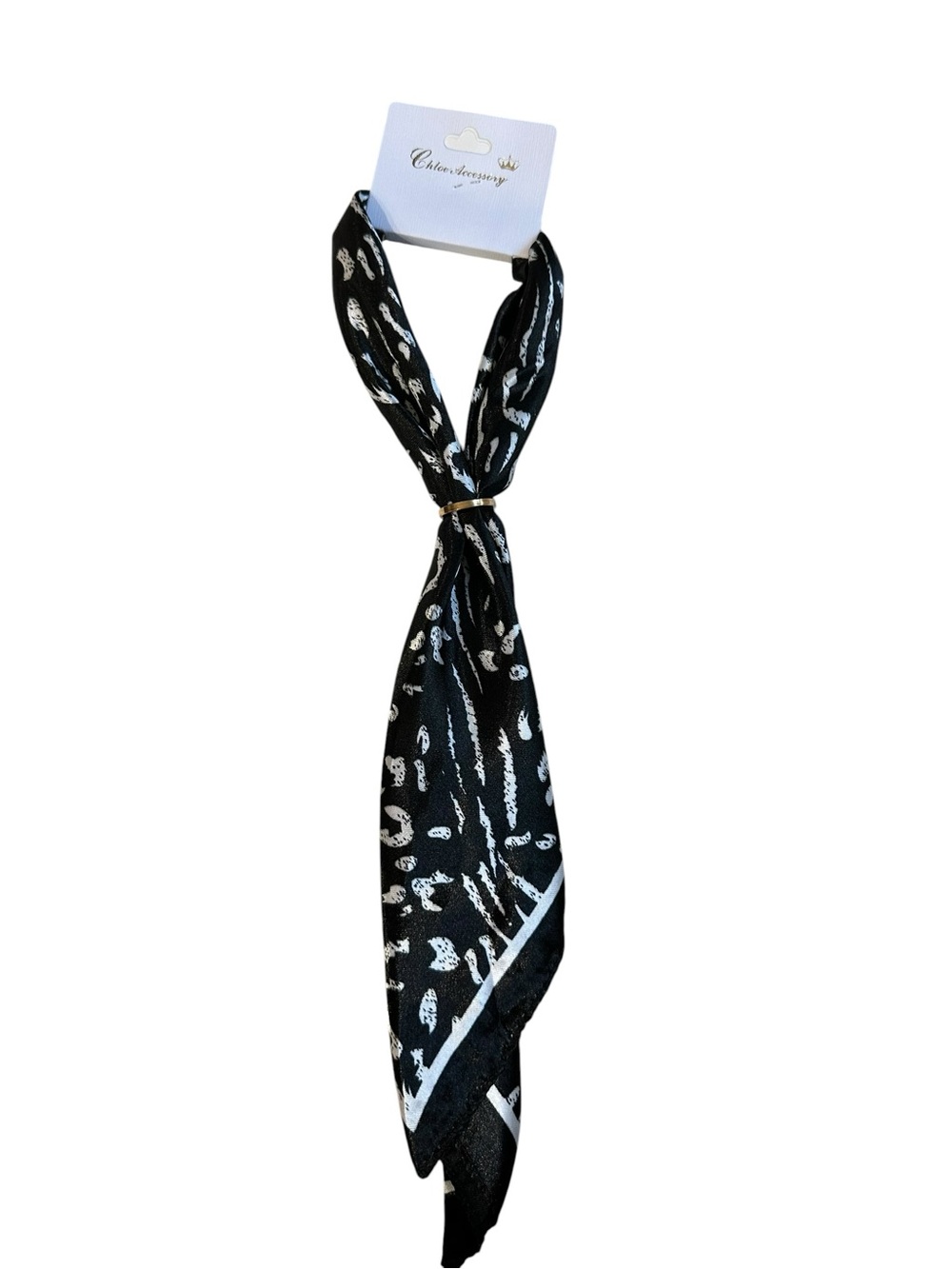 Black & White Leopard Print Scarf